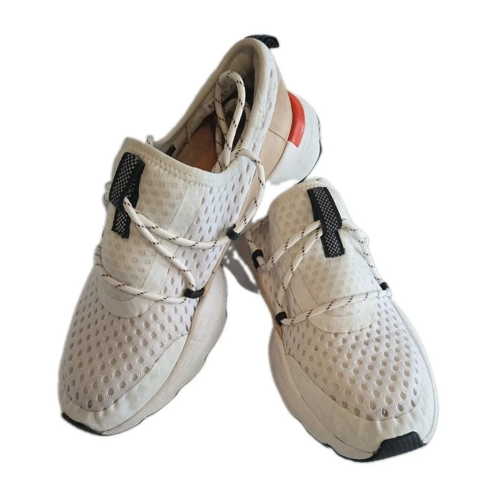 SOREL Kinetic Impact Lace Women's Sneaker Size 5 Cream Black Orange Mesh Lace-Up